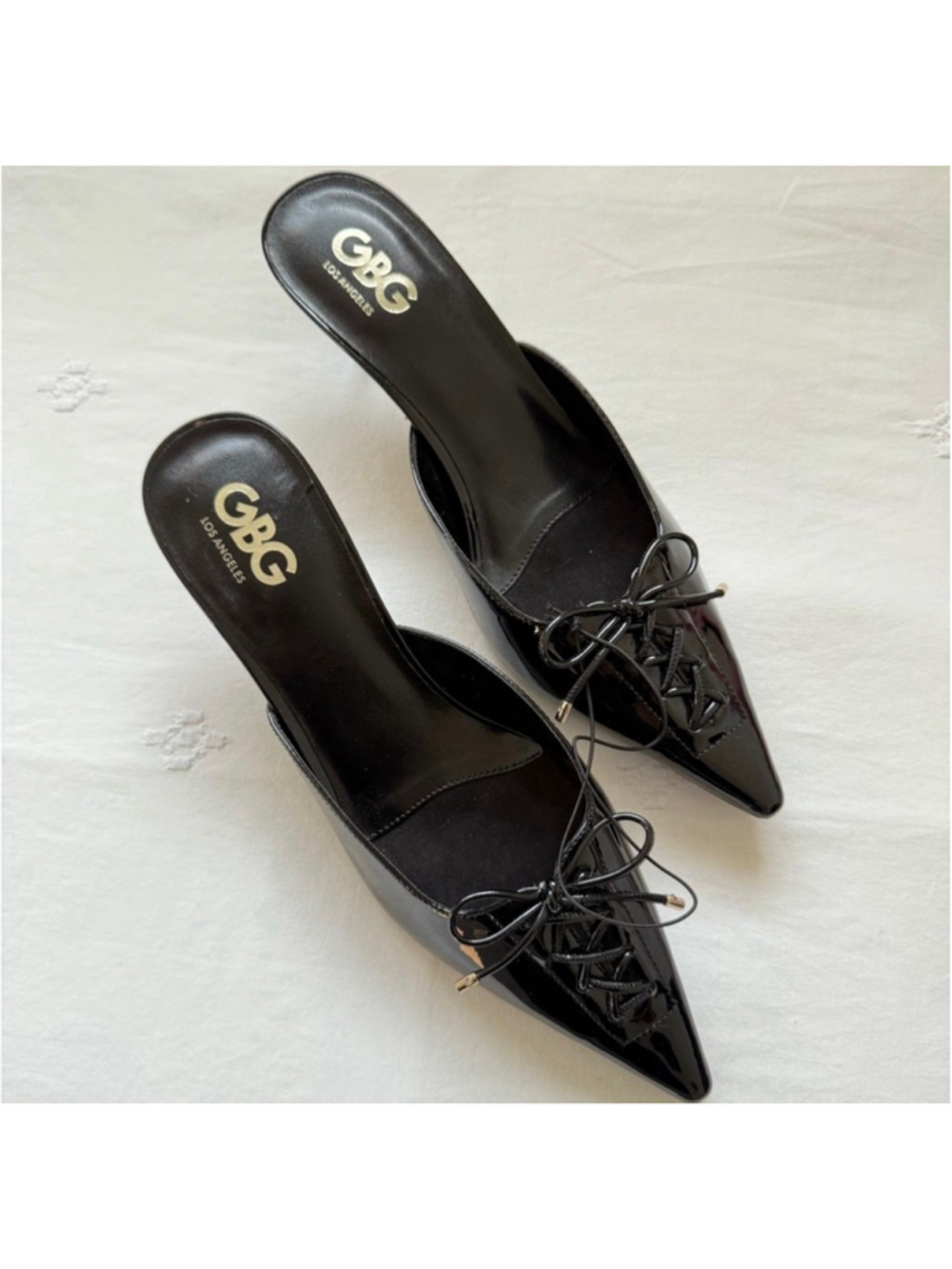 G BY GUESS | Black Kitten Heel Mules